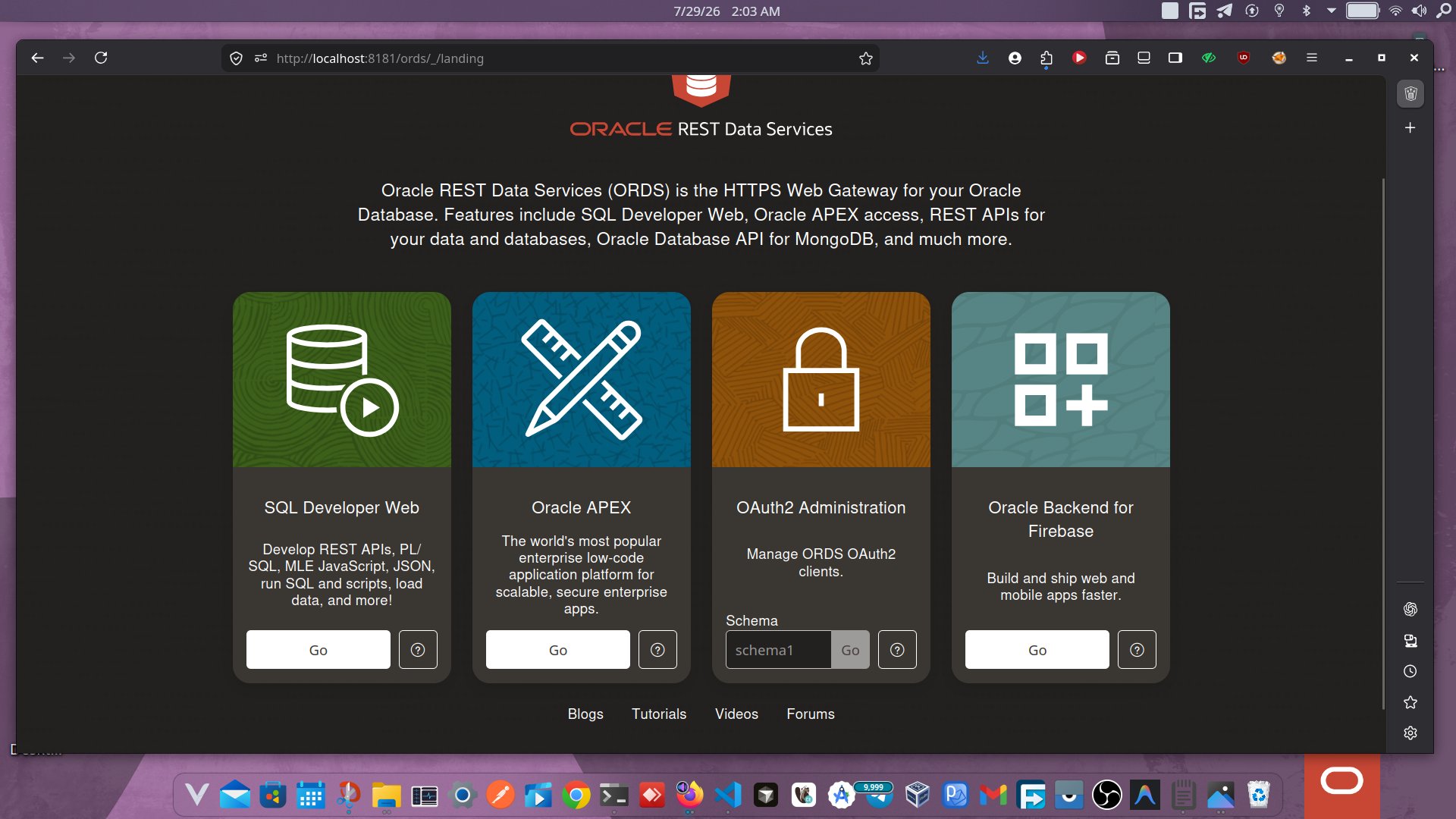 Oracle Backend with Firebase APIs Console
